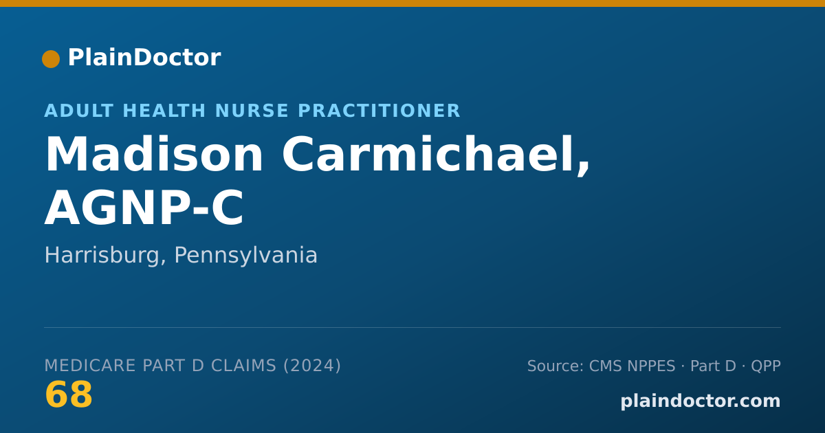 Shareable card for Madison Carmichael, AGNP-C - Adult Health Nurse Practitioner, Harrisburg, PA