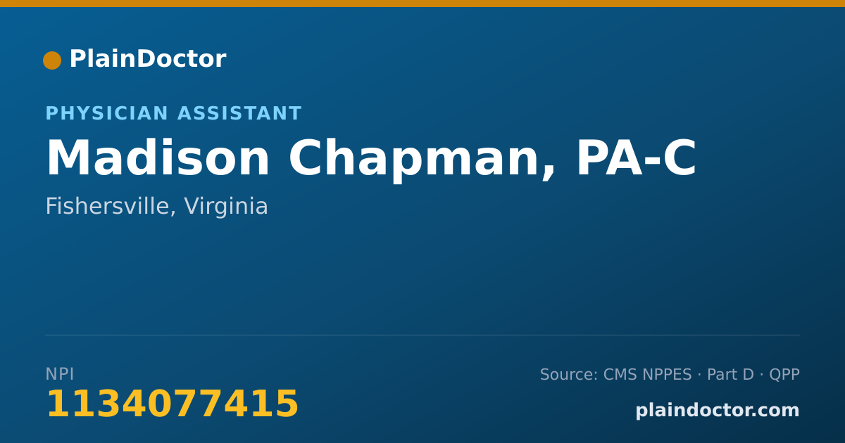 Shareable card for Madison Chapman, PA-C - Physician Assistant, Fishersville, VA