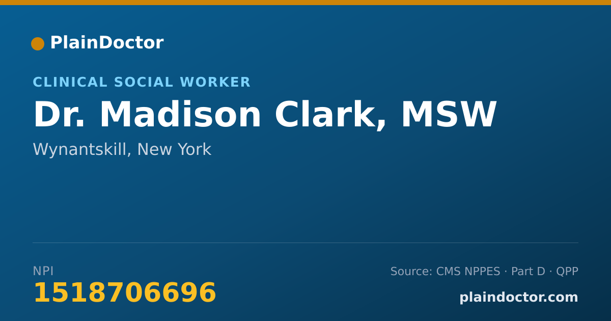 Shareable card for Madison Clark, MSW - Clinical Social Worker, Wynantskill, NY
