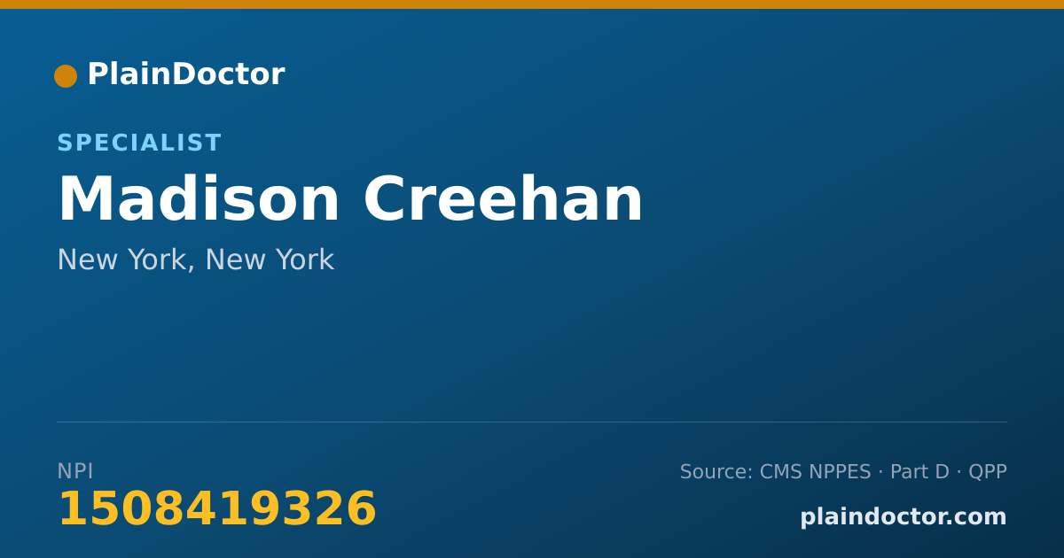 Shareable card for Madison Creehan - Specialist, New York, NY