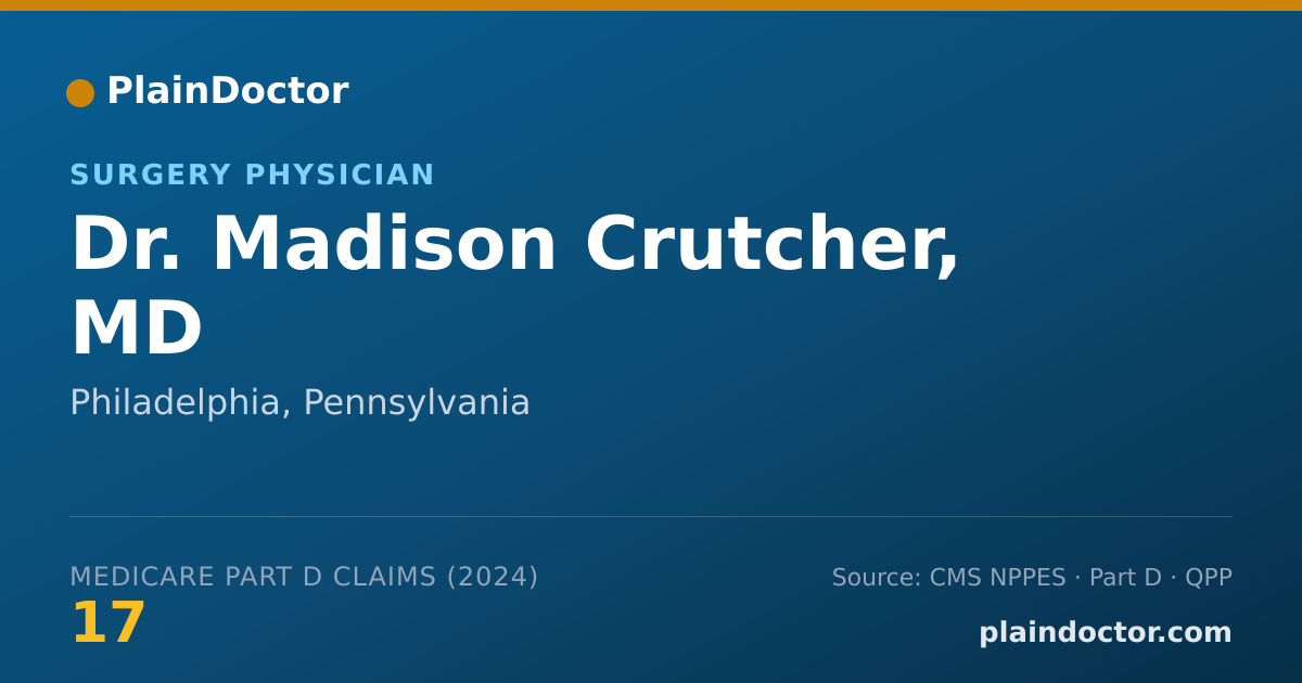 Shareable card for Madison Crutcher, MD - Surgery Physician, Philadelphia, PA