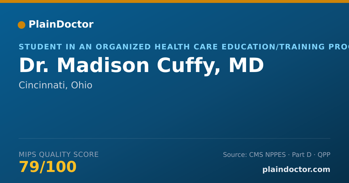 Shareable card for Madison Cuffy, MD - Student in an Organized Health Care Education/Training Program, Cincinnati, OH