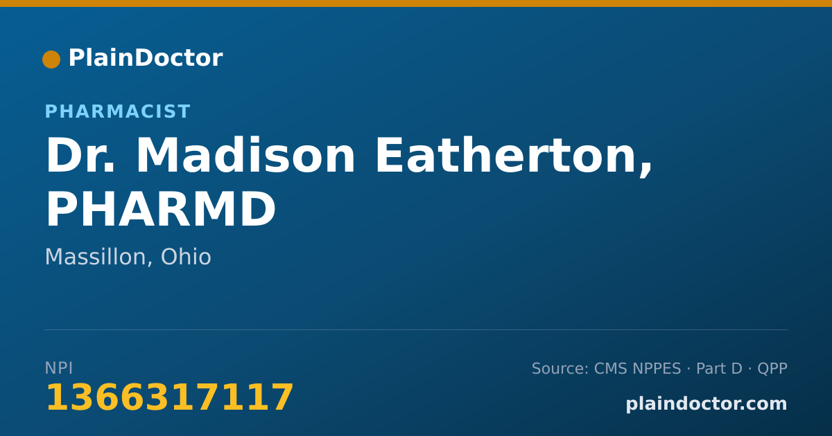 Shareable card for Madison Eatherton, PHARMD - Pharmacist, Massillon, OH