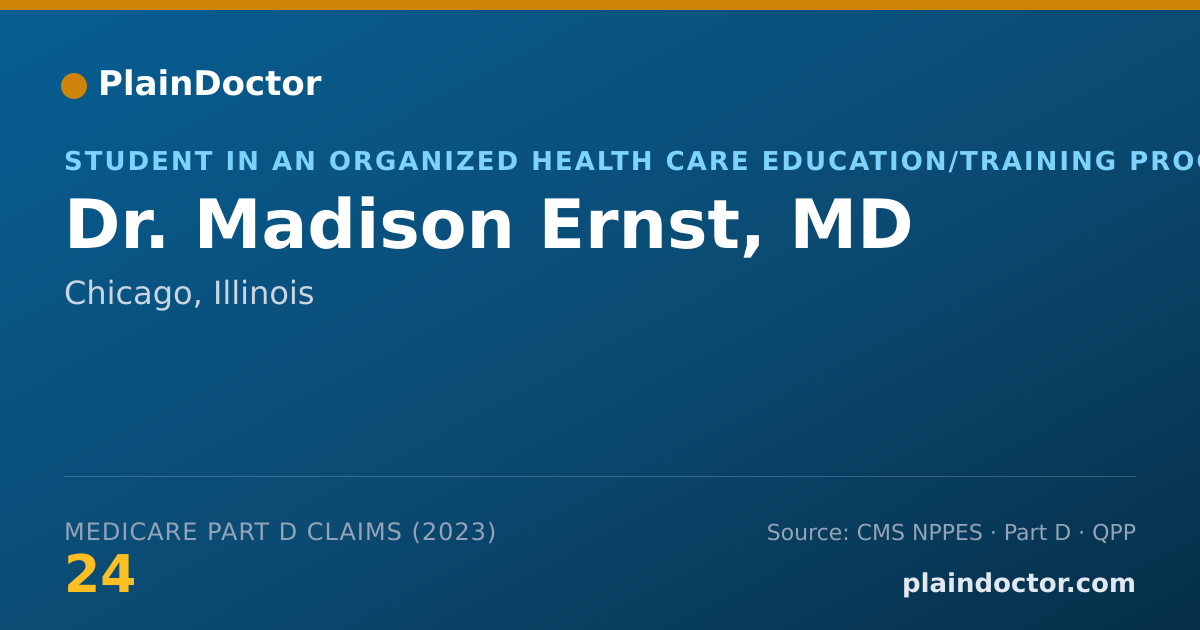 Shareable card for Madison Ernst, MD - Student in an Organized Health Care Education/Training Program, Chicago, IL
