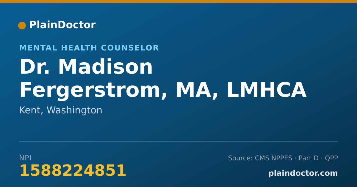 Shareable card for Madison Fergerstrom, MA, LMHCA - Mental Health Counselor, Kent, WA