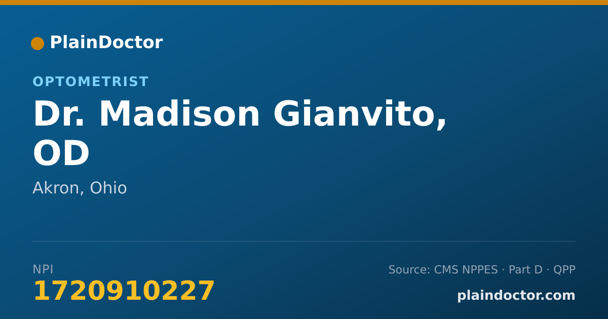 Shareable card for Madison Gianvito, OD - Optometrist, Akron, OH