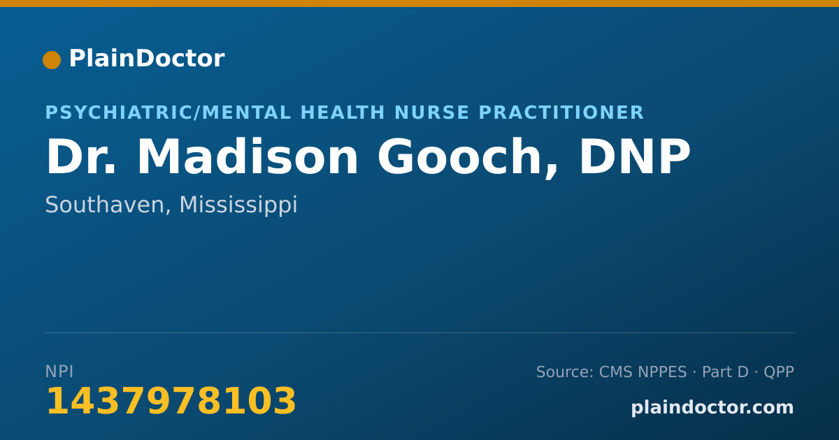 Shareable card for Madison Gooch, DNP - Psychiatric/Mental Health Nurse Practitioner, Southaven, MS