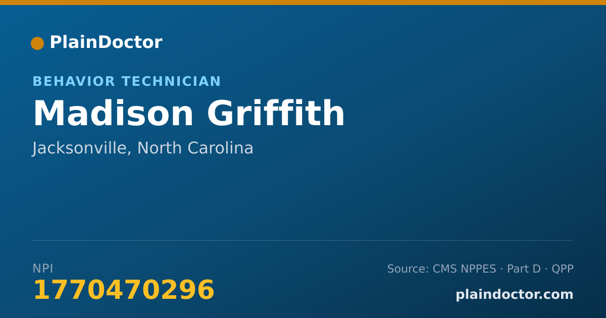 Shareable card for Madison Griffith - Behavior Technician, Jacksonville, NC