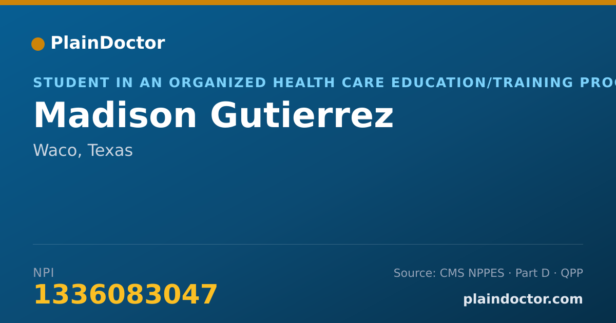 Shareable card for Madison Gutierrez - Athletic Trainer, Waco, TX