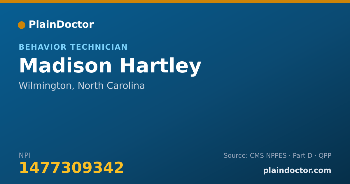 Shareable card for Madison Hartley - Behavior Technician, Wilmington, NC