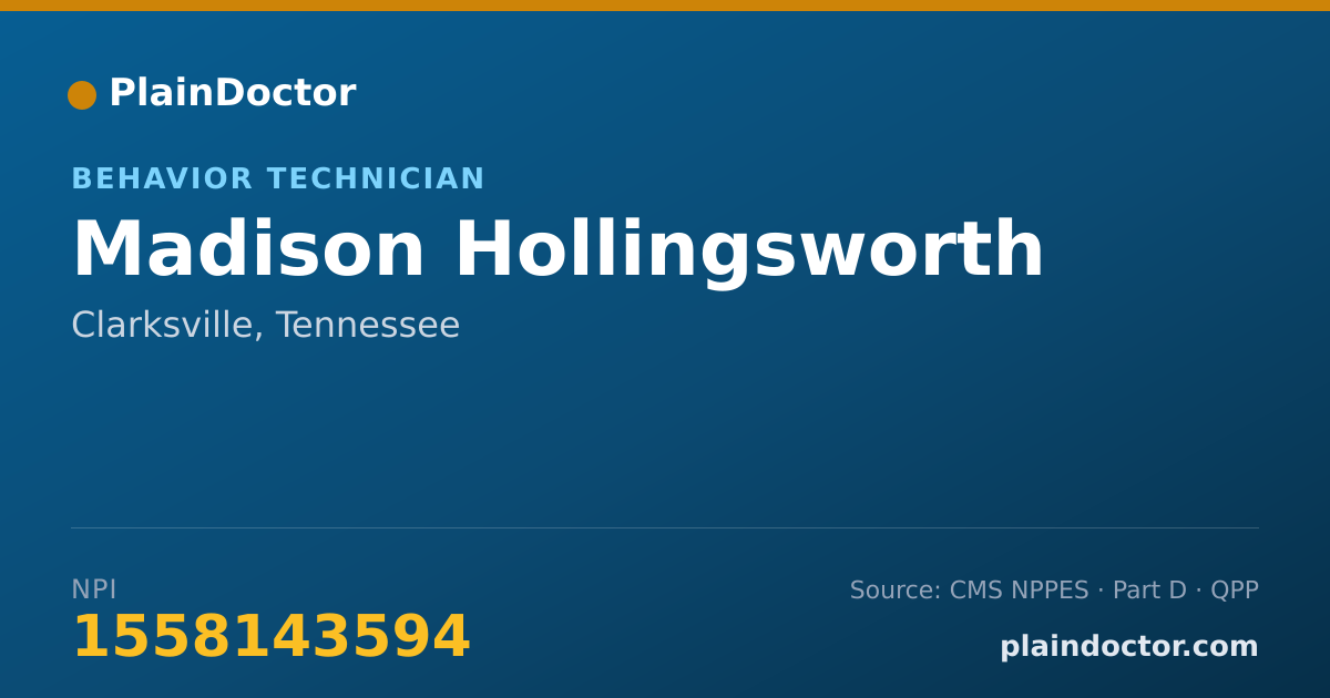 Shareable card for Madison Hollingsworth - Behavior Technician, Clarksville, TN