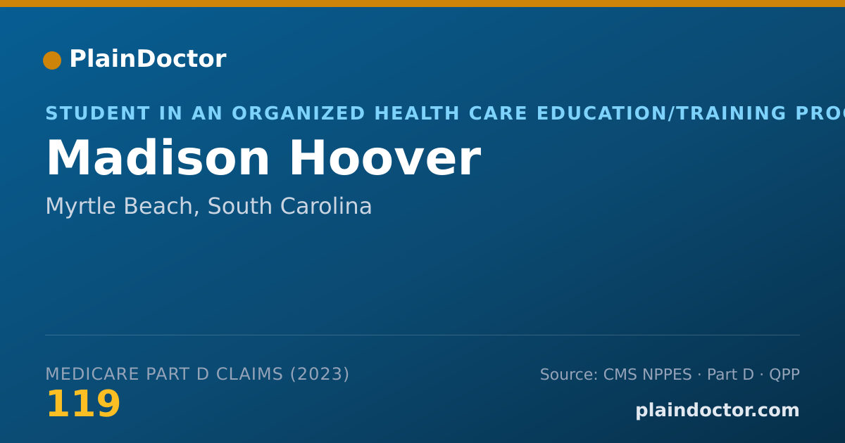 Shareable card for Madison Hoover - Student in an Organized Health Care Education/Training Program, Myrtle Beach, SC