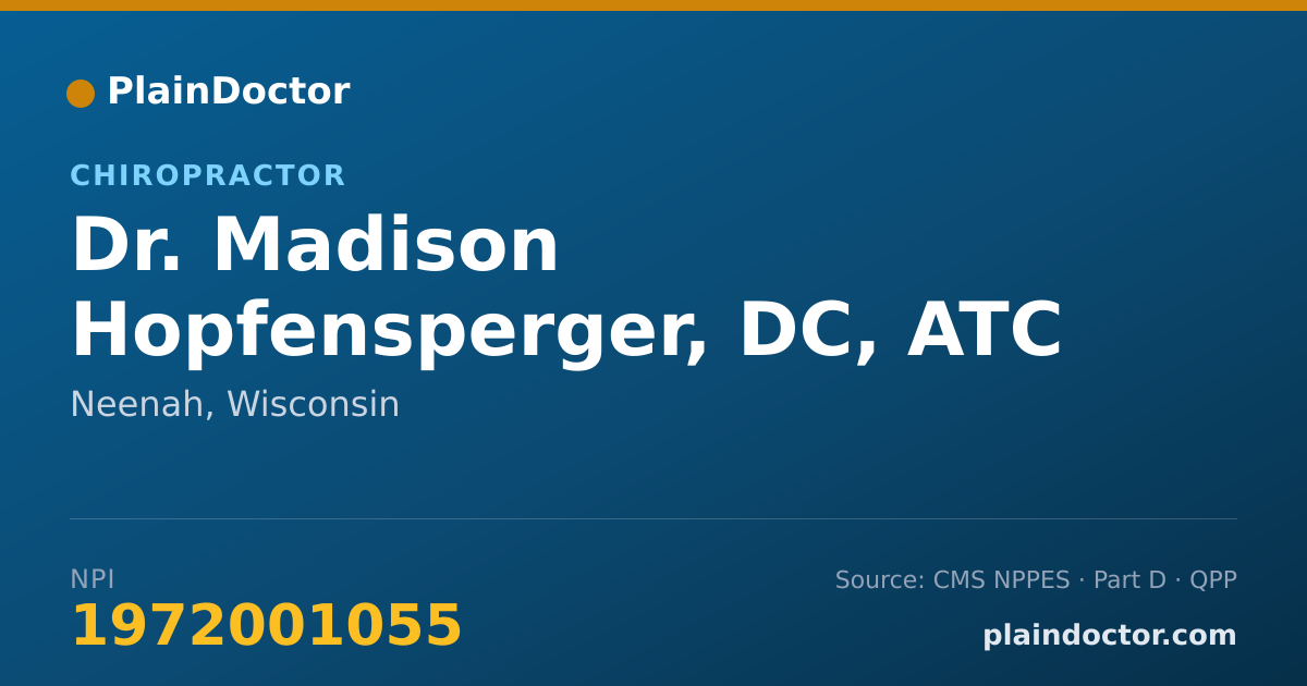 Shareable card for Madison Hopfensperger, DC, ATC - Chiropractor, Neenah, WI