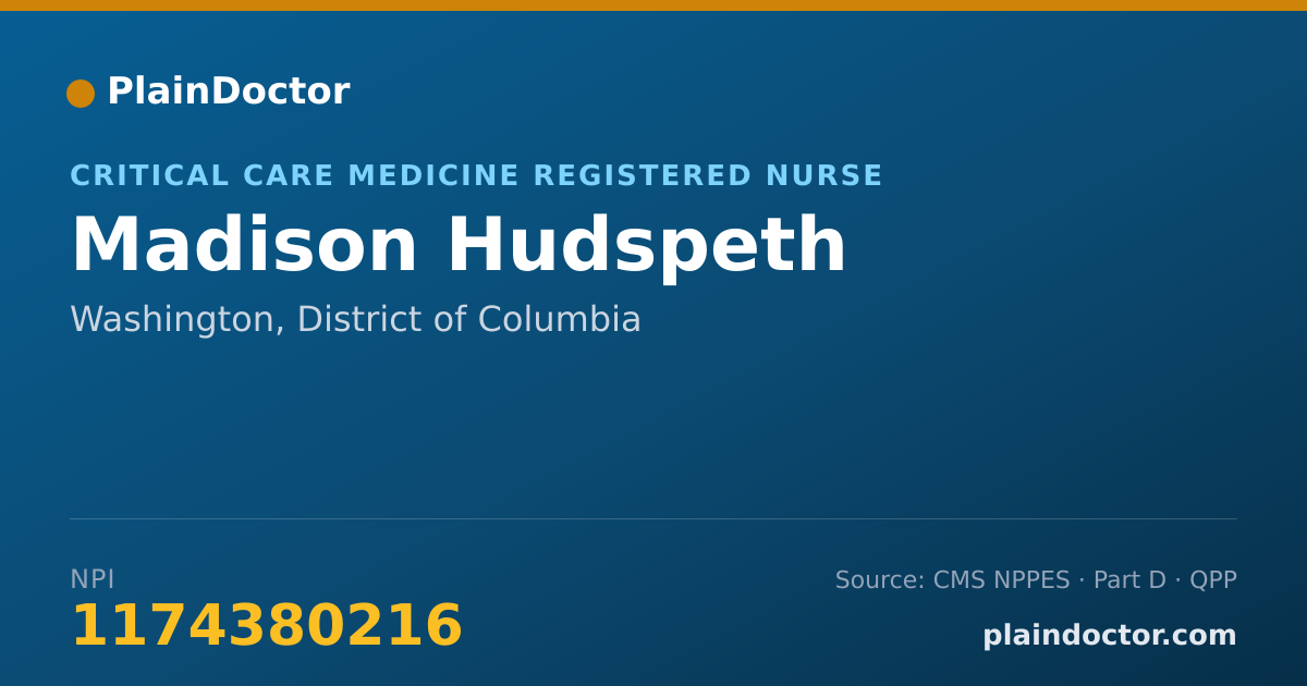 Shareable card for Madison Hudspeth - Critical Care Medicine Registered Nurse, Washington, DC