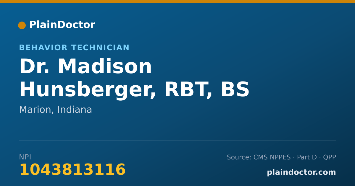 Shareable card for Madison Hunsberger, RBT, BS - Behavior Technician, Marion, IN