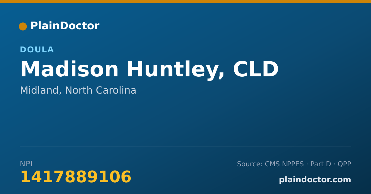 Shareable card for Madison Huntley, CLD - Doula, Midland, NC