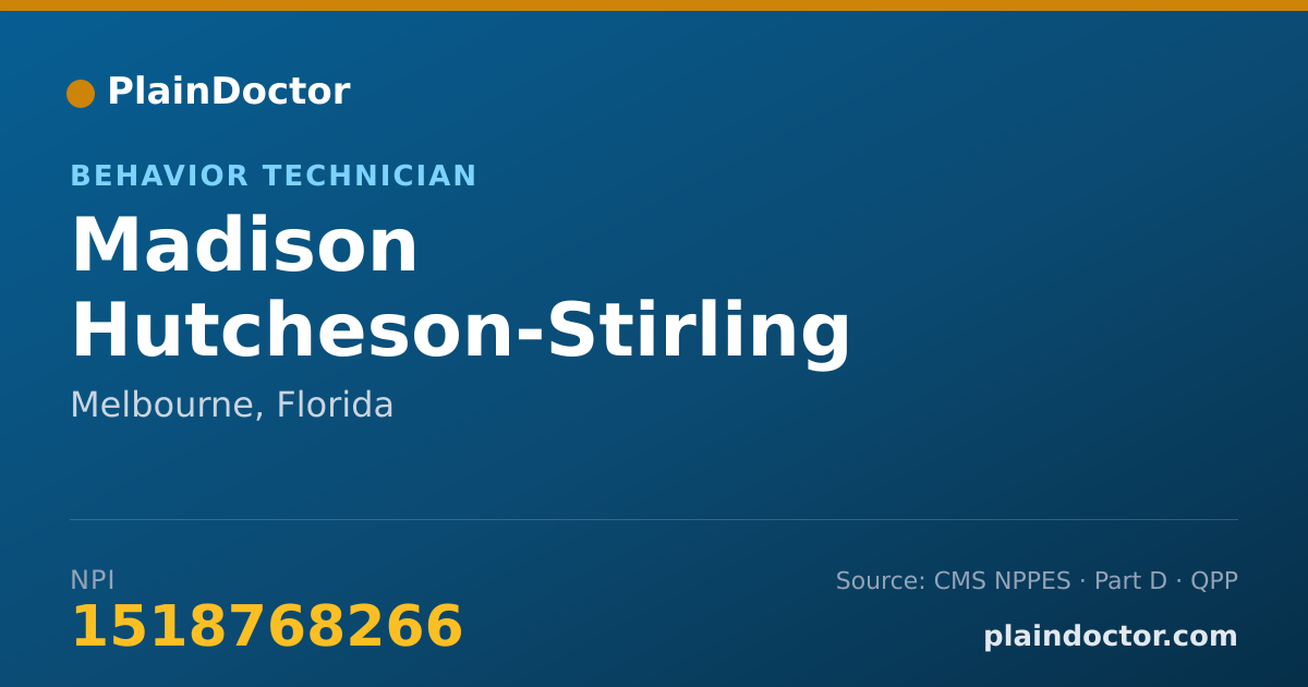 Shareable card for Madison Hutcheson-Stirling - Behavior Technician, Melbourne, FL