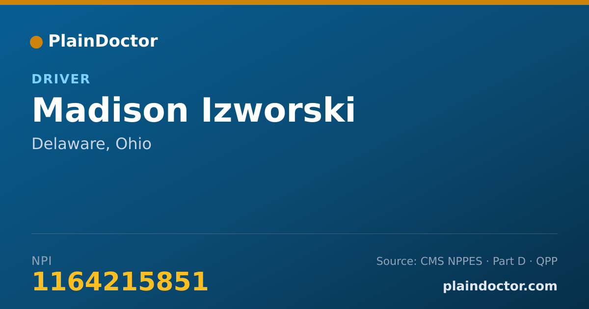 Shareable card for Madison Izworski - Driver, Delaware, OH