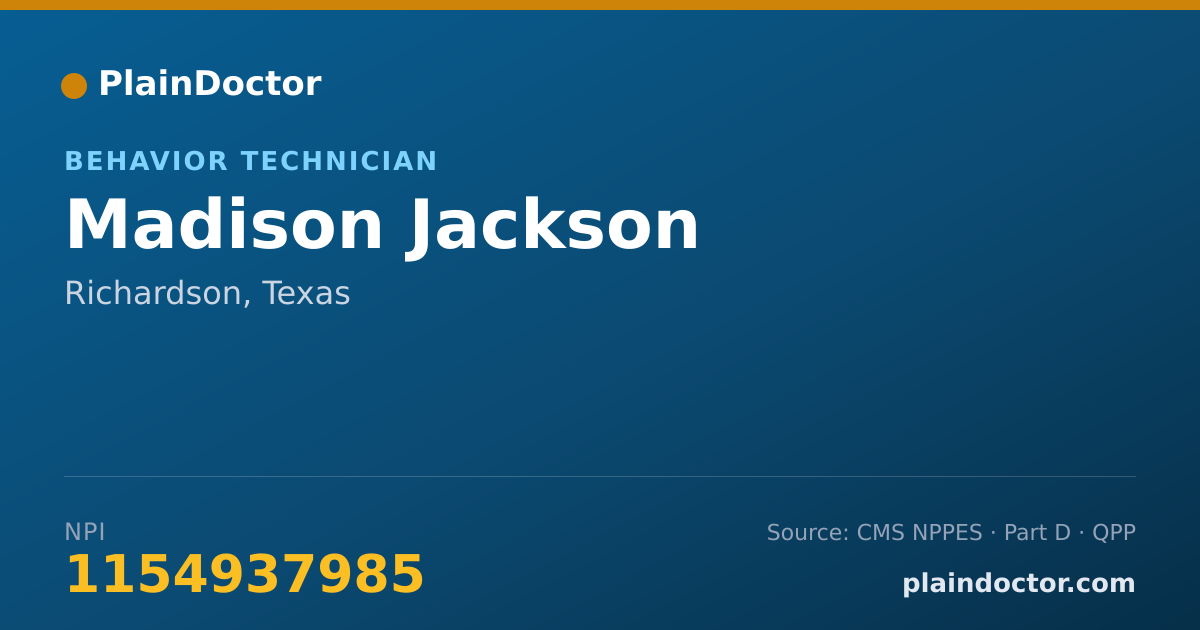 Shareable card for Madison Jackson - Behavior Technician, Richardson, TX