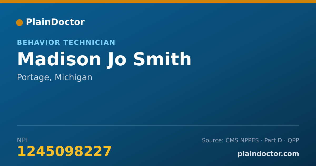 Shareable card for Madison Jo Smith - Behavior Technician, Portage, MI