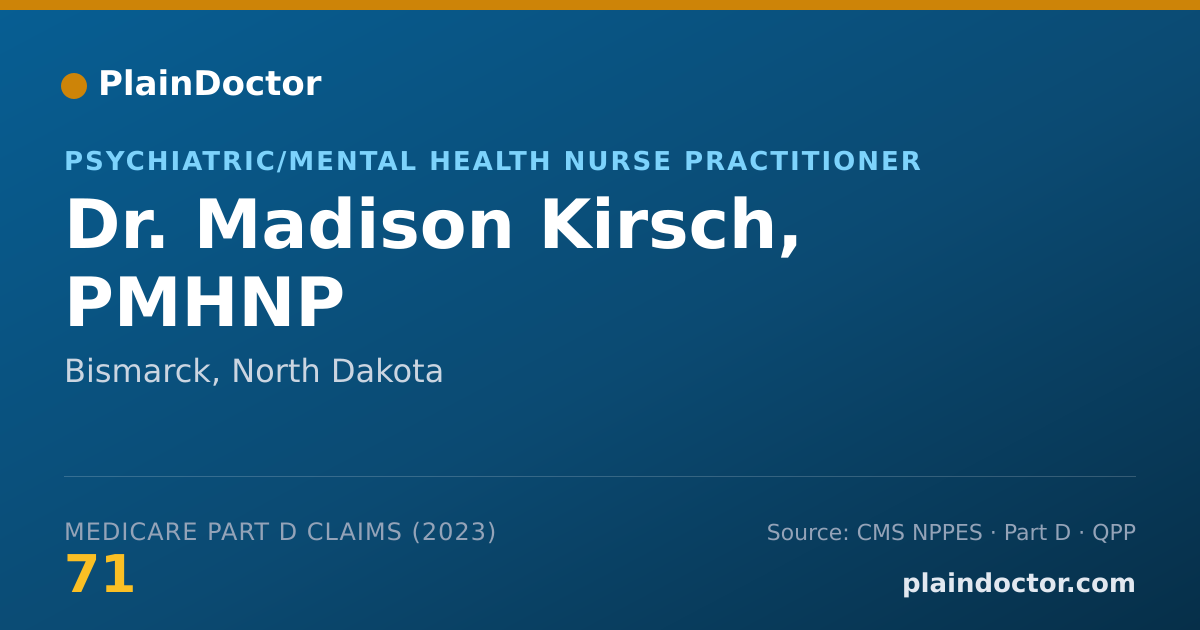 Shareable card for Madison Kirsch, PMHNP - Psychiatric/Mental Health Nurse Practitioner, Bismarck, ND