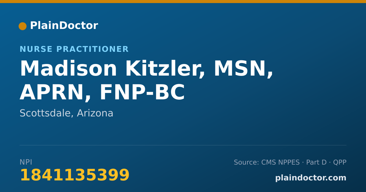 Shareable card for Madison Kitzler, MSN, APRN, FNP-BC - Nurse Practitioner, Scottsdale, AZ