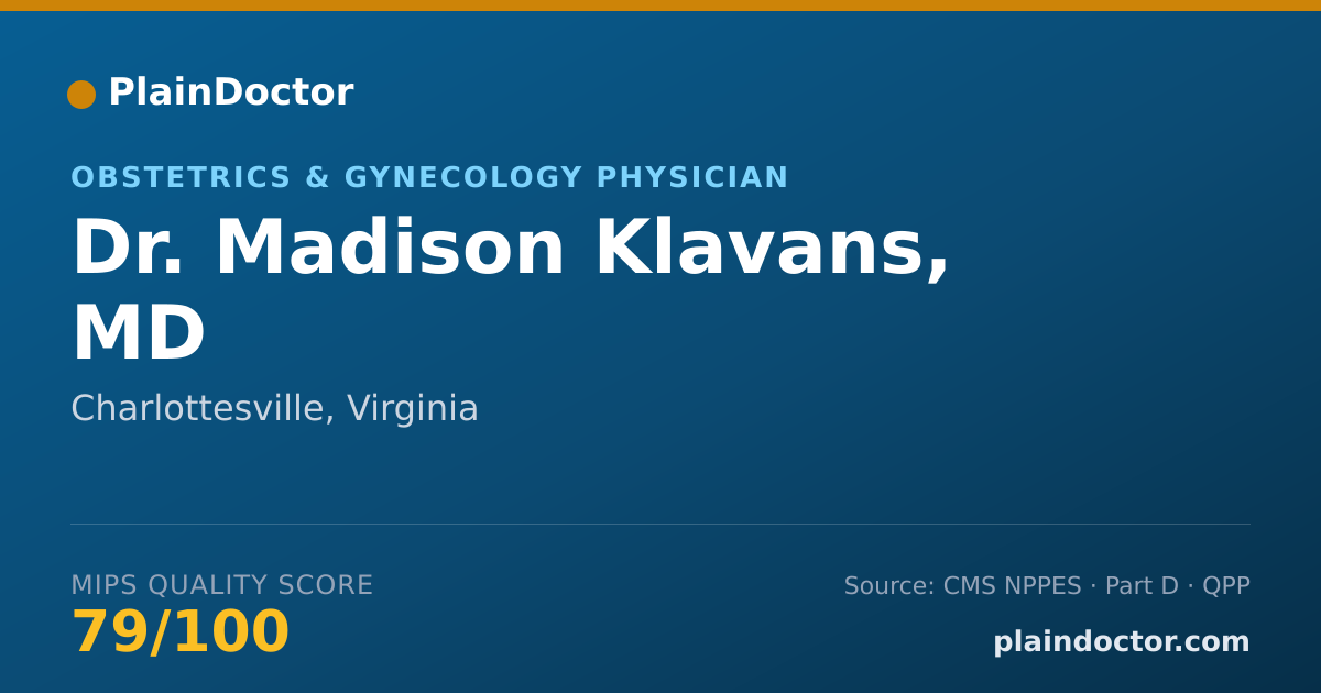 Shareable card for Madison Klavans, MD - Obstetrics & Gynecology Physician, Charlottesville, VA