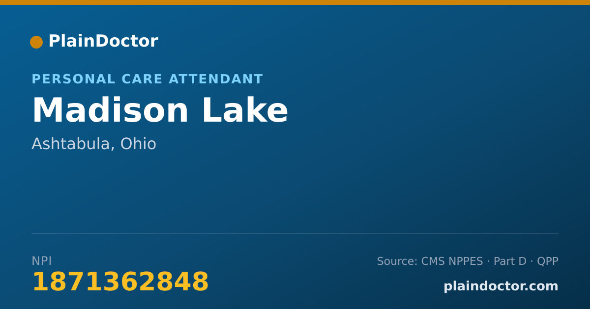 Shareable card for Madison Lake - Personal Care Attendant, Ashtabula, OH