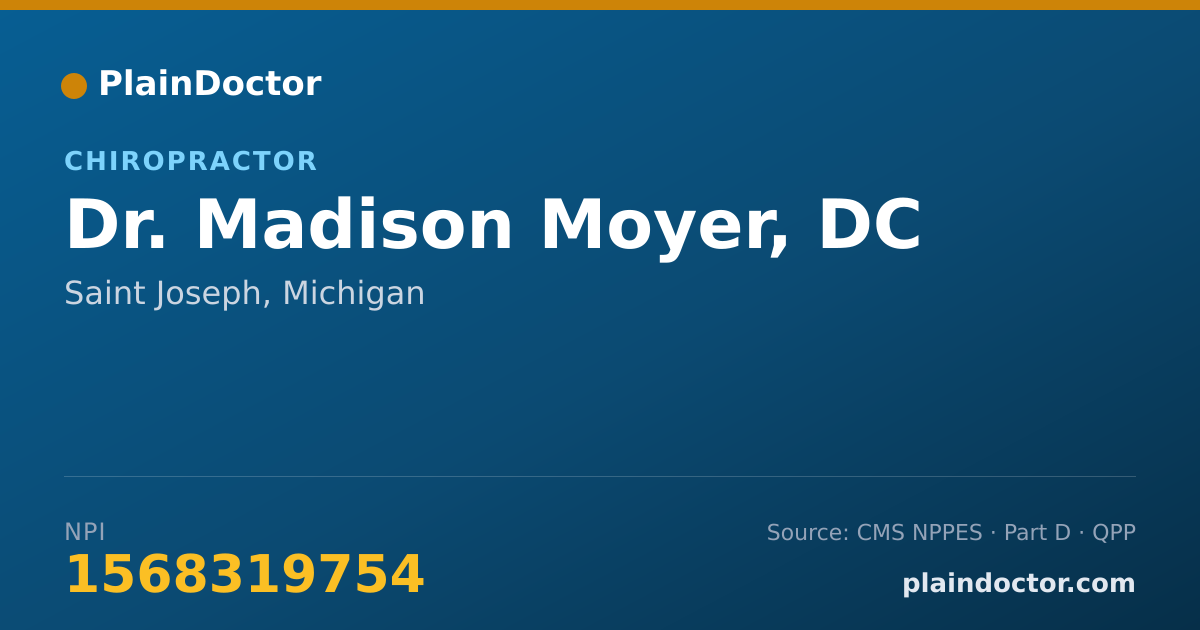 Shareable card for Madison Moyer, DC - Chiropractor, Saint Joseph, MI