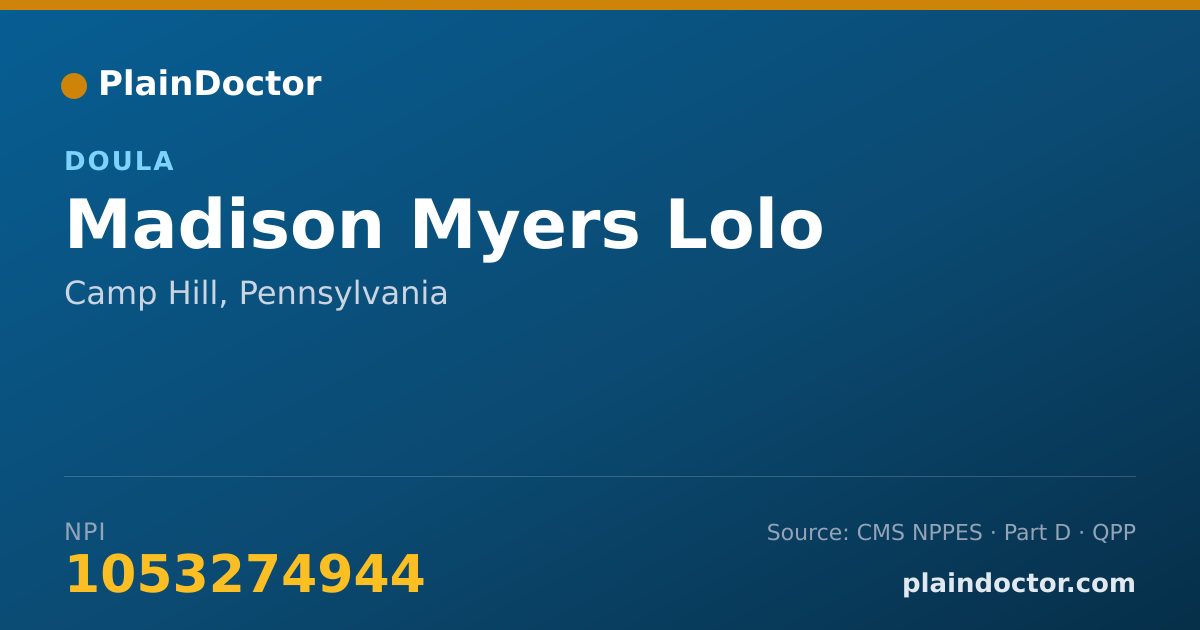 Shareable card for Madison Myers Lolo - Doula, Camp Hill, PA
