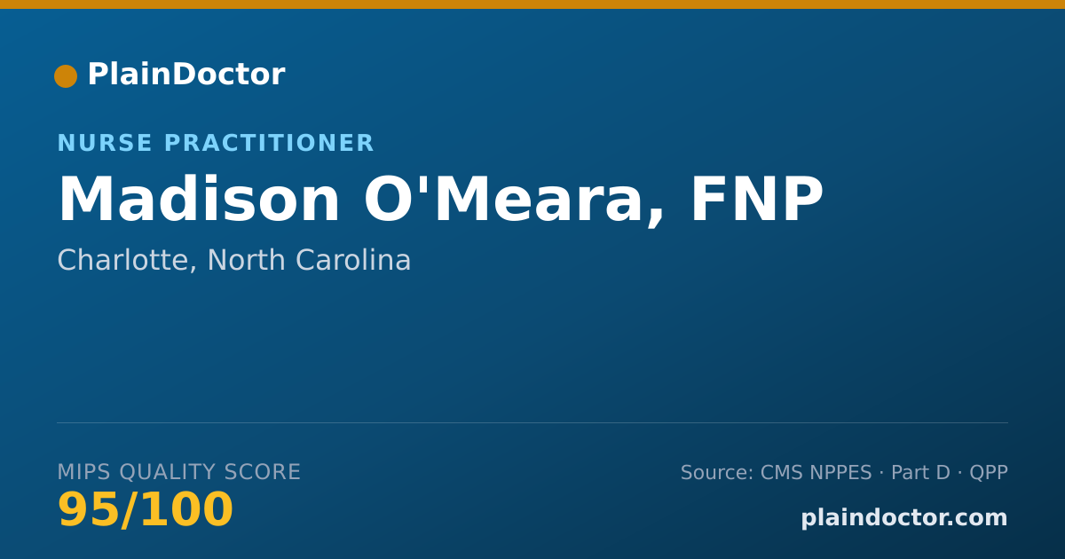 Shareable card for Madison O'Meara, FNP - Nurse Practitioner, Charlotte, NC