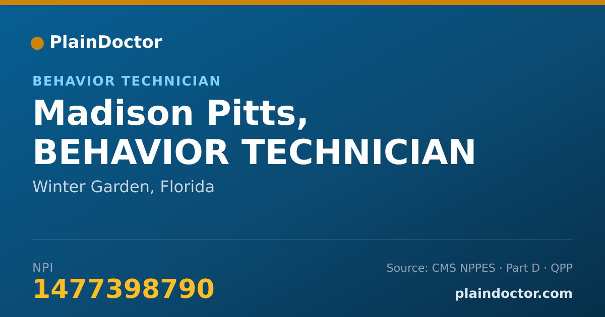 Shareable card for Madison Pitts, BEHAVIOR TECHNICIAN - Behavior Technician, Winter Garden, FL