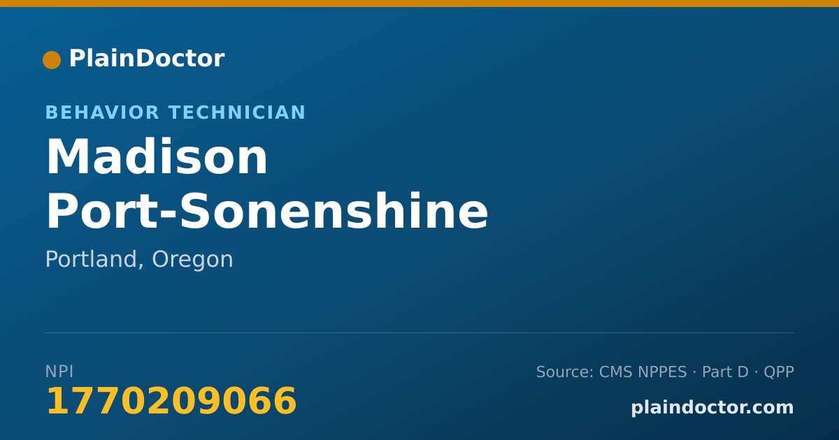 Shareable card for Madison Port-Sonenshine - Behavior Technician, Portland, OR