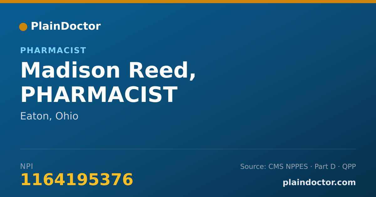 Shareable card for Madison Reed, PHARMACIST - Pharmacist, Eaton, OH