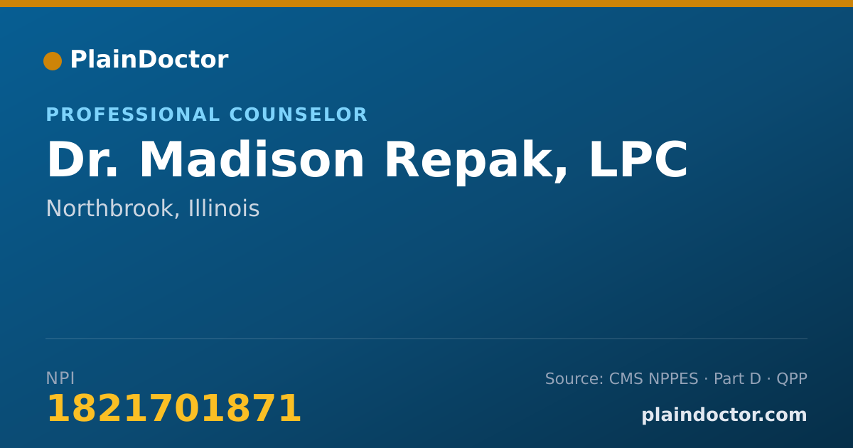 Shareable card for Madison Repak, LPC - Professional Counselor, Northbrook, IL