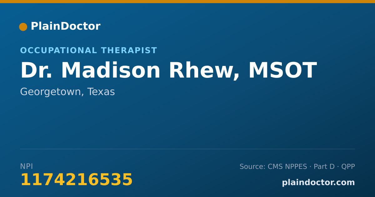 Shareable card for Madison Rhew, MSOT - Occupational Therapist, Georgetown, TX