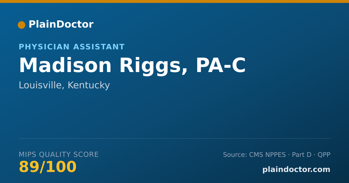 Shareable card for Madison Riggs, PA-C - Physician Assistant, Louisville, KY