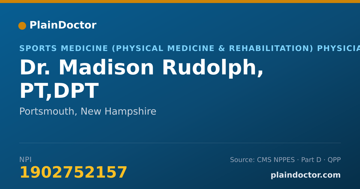 Shareable card for Madison Rudolph, PT,DPT - Sports Medicine (Physical Medicine & Rehabilitation) Physician, Portsmouth, NH