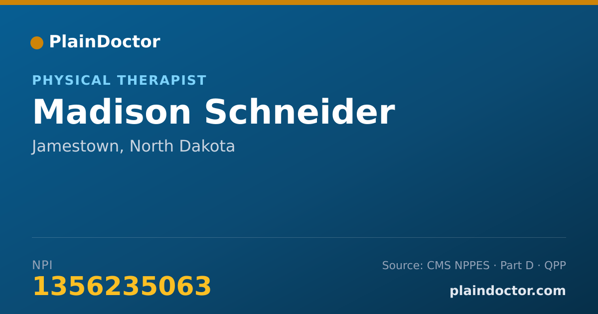 Shareable card for Madison Schneider - Physical Therapist, Jamestown, ND