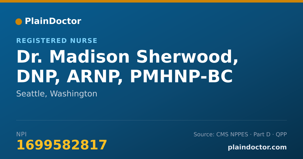 Shareable card for Madison Sherwood, DNP, ARNP, PMHNP-BC - Registered Nurse, Seattle, WA