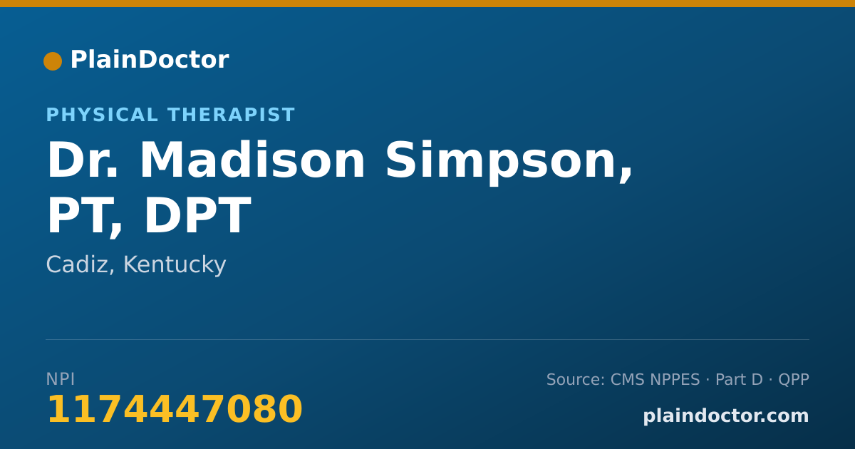 Shareable card for Madison Simpson, PT, DPT - Physical Therapist, Cadiz, KY
