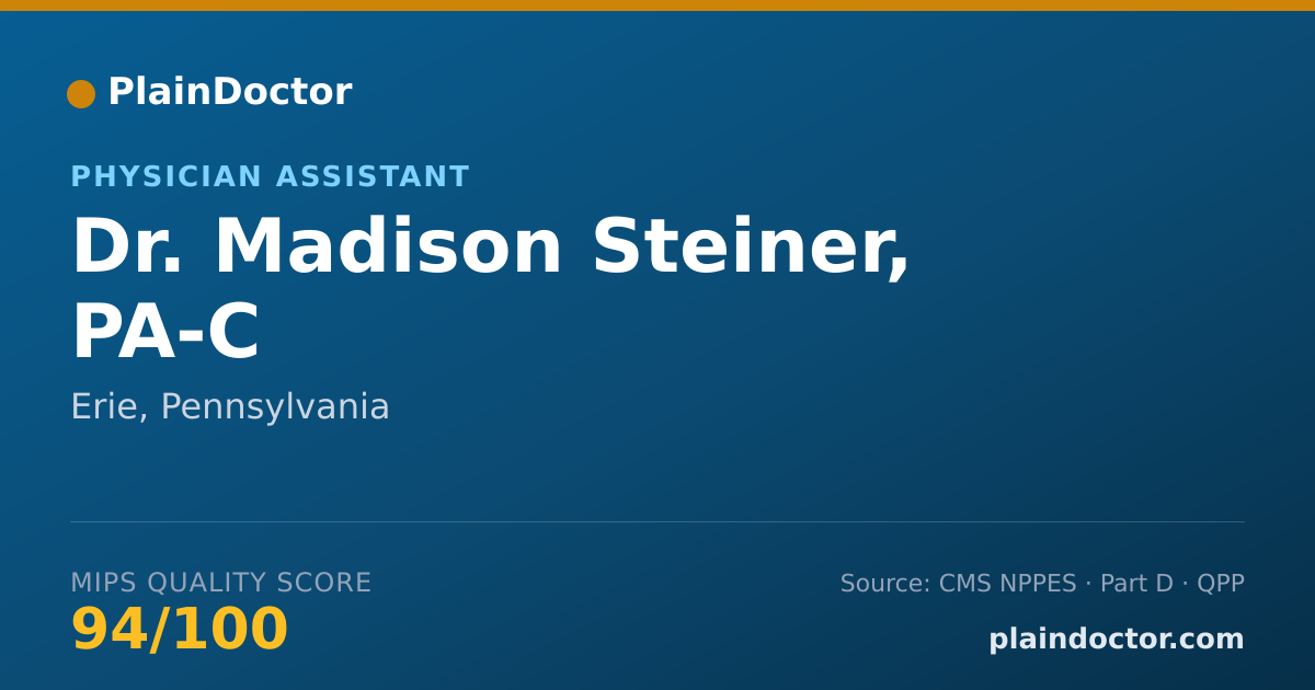 Shareable card for Madison Steiner, PA-C - Physician Assistant, Erie, PA