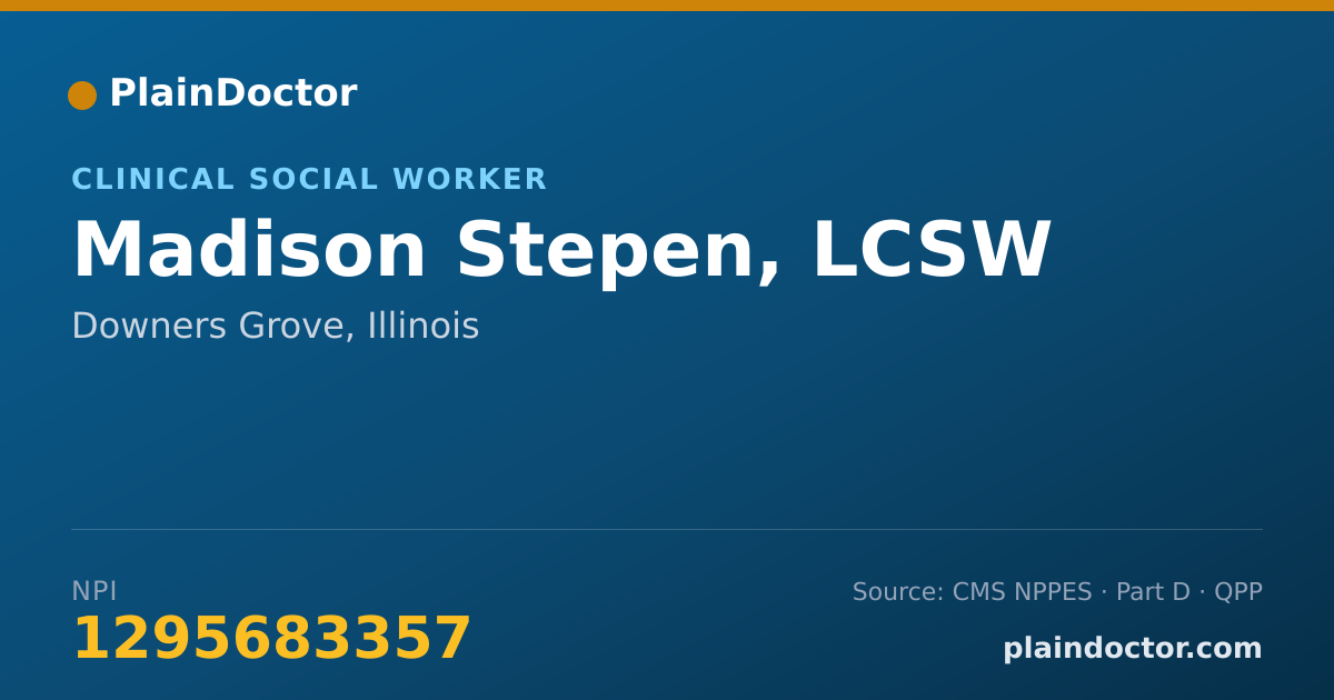 Shareable card for Madison Stepen, LCSW - Clinical Social Worker, Downers Grove, IL