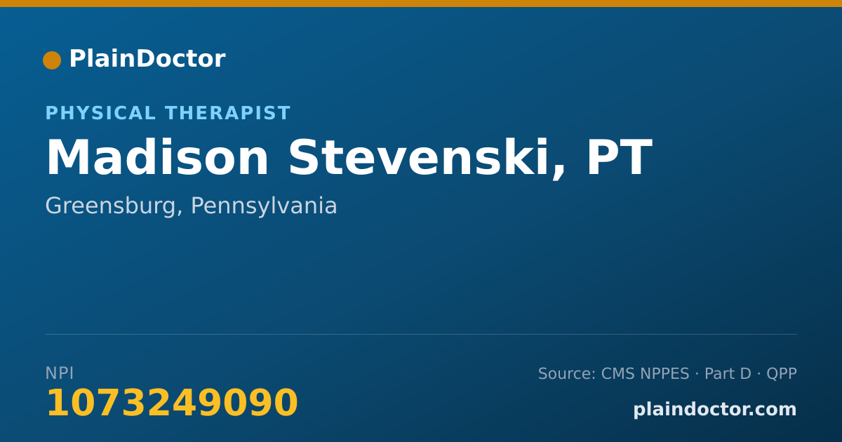 Shareable card for Madison Stevenski, PT - Physical Therapist, Greensburg, PA