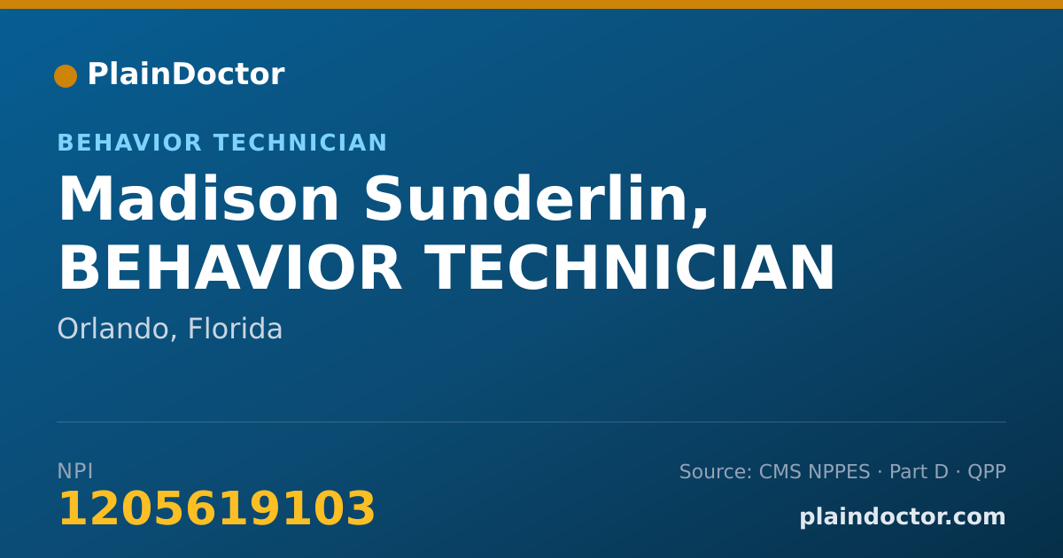 Shareable card for Madison Sunderlin, BEHAVIOR TECHNICIAN - Behavior Technician, Orlando, FL