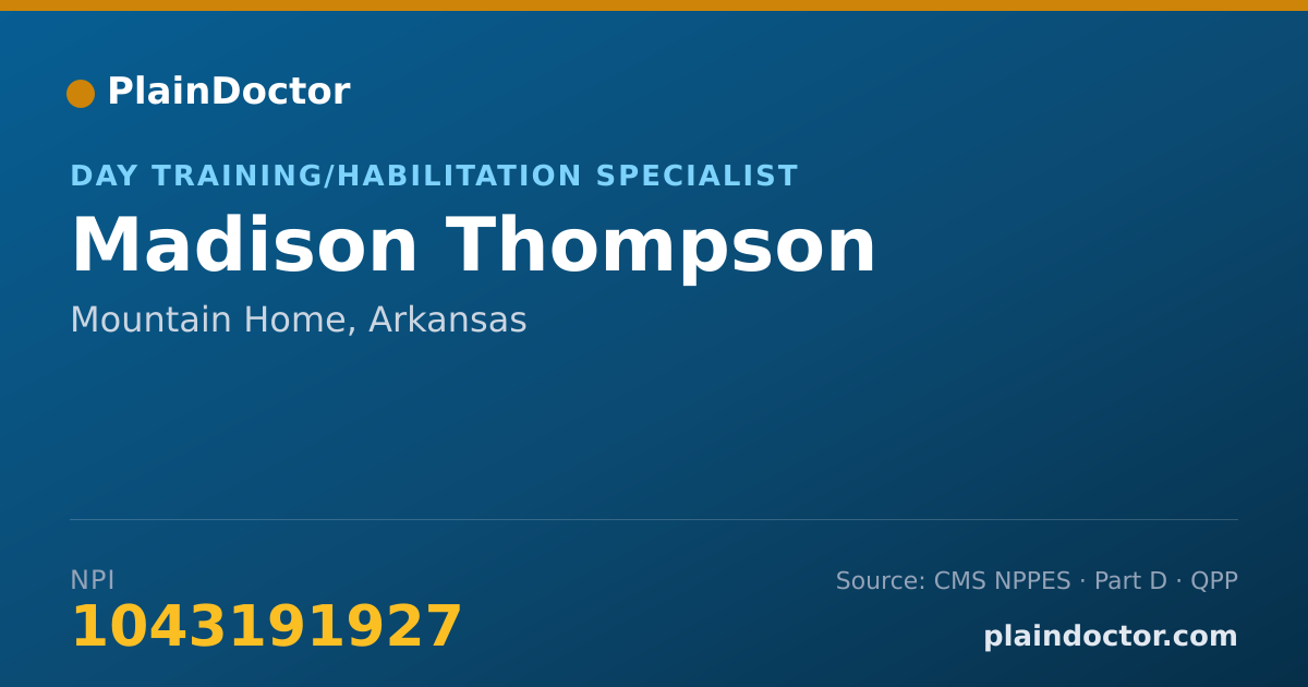 Shareable card for Madison Thompson - Day Training/Habilitation Specialist, Mountain Home, AR