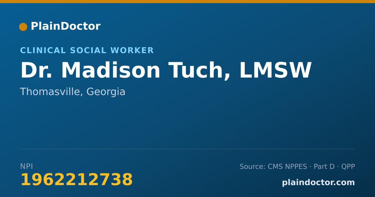 Shareable card for Madison Tuch, LMSW - Clinical Social Worker, Thomasville, GA
