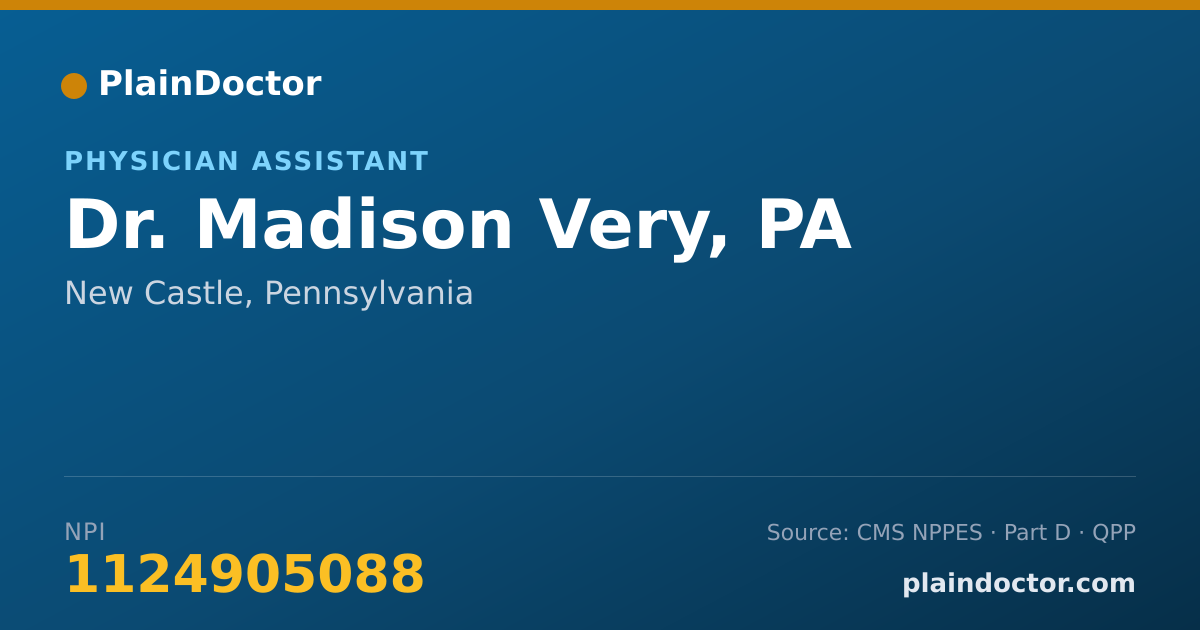 Shareable card for Madison Very, PA - Physician Assistant, New Castle, PA
