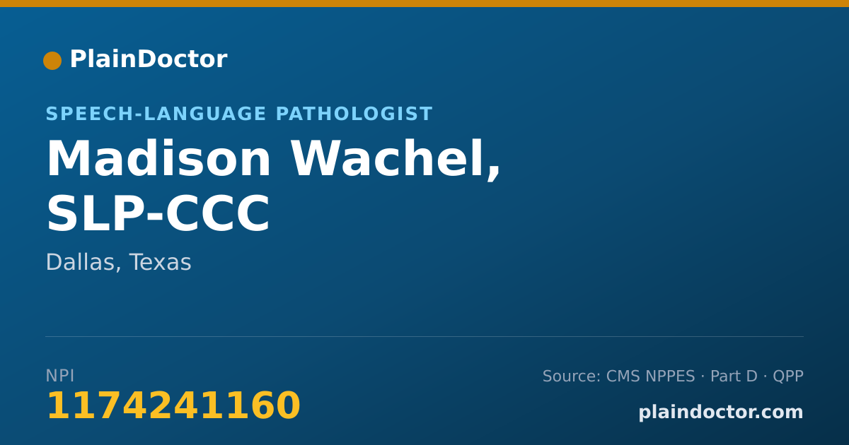 Shareable card for Madison Wachel, SLP-CCC - Speech-Language Pathologist, Dallas, TX