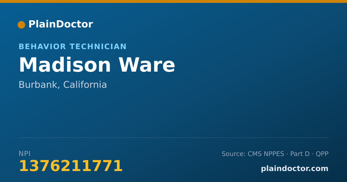 Shareable card for Madison Ware - Behavior Technician, Burbank, CA